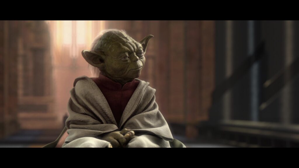 Il Gran Maestro Yoda al Tempio Jedi su Coruscant - L'Attacco dei Cloni 2002