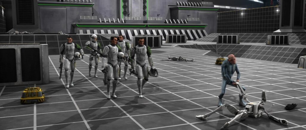 Echo e la Domino Squad dopo un addestramento con i droidi su Kamino durante The Clone Wars