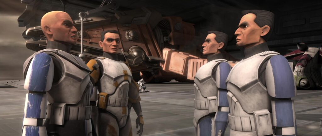 Dopo la Battaglia di Kamino durante The Clone Wars, Echo e Fives sono promossi ad Arc Troopers
