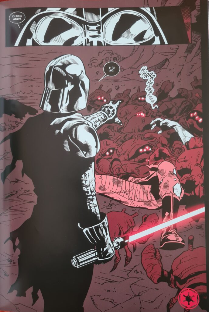 Una pagina del libro Darth Vader Black, White & Red