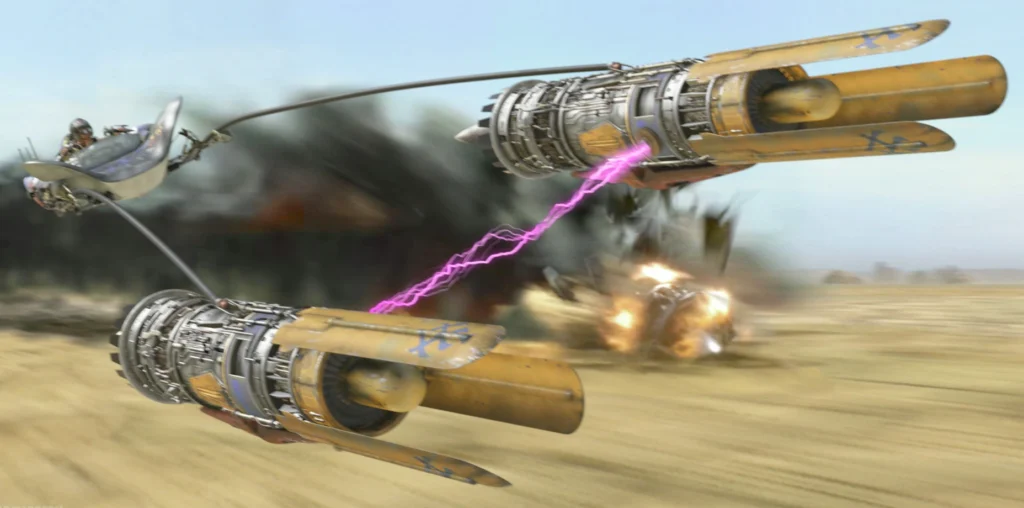 Pod racer di Anakin. Nel racconto PAdawan's Pride il giovane Jedi ne costruisce uno nuovo.