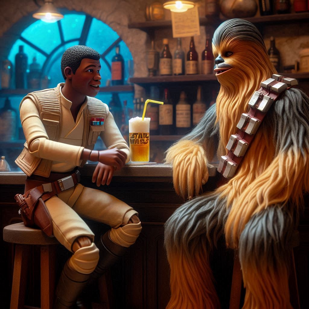 Un Nuovo Inizio: Finn e Chewbacca bevono al bar