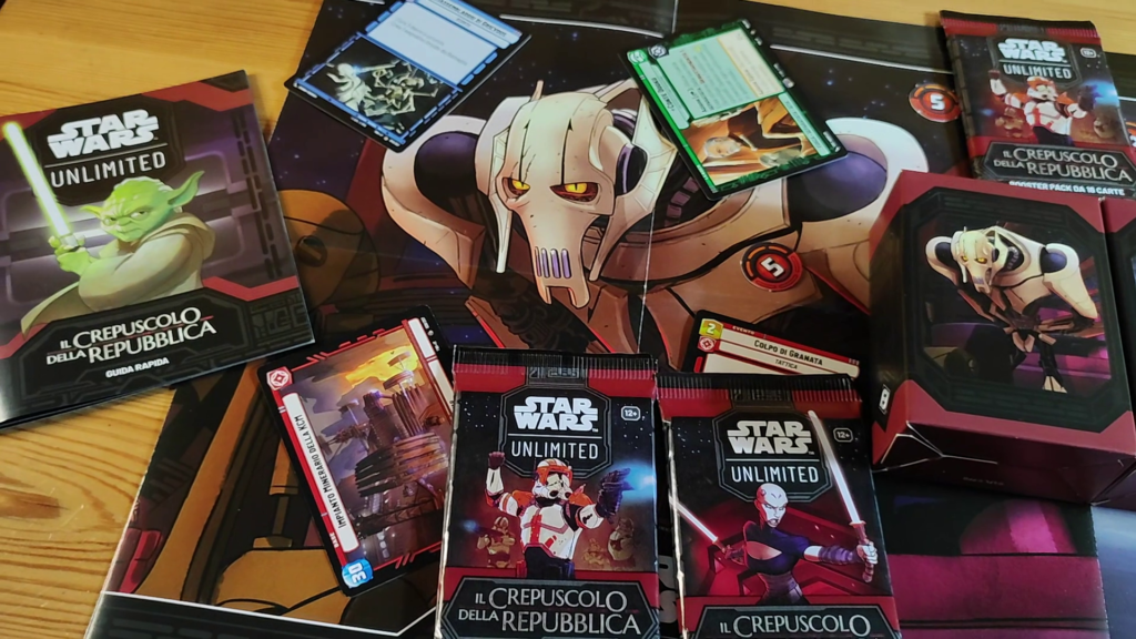 Star Wars Unlimited Il Crepuscolo della Repubblica, panoramica su alcune carte e booster pack