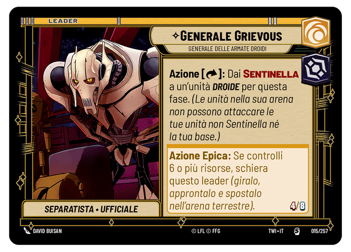 Star Wars Unlimited Il Crepuscolo della Repubblica, carta leader Grievous